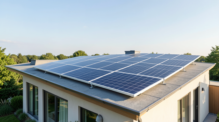 ecowatt panneau solaire installé sur le toit d'une maison écologique