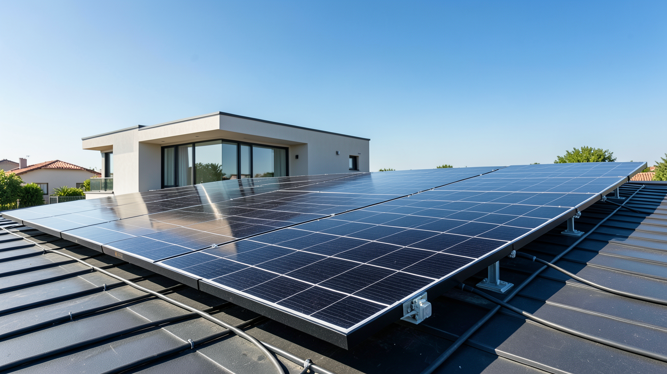 edf enr photovoltaique installation solaire sur toit de maison individuelle