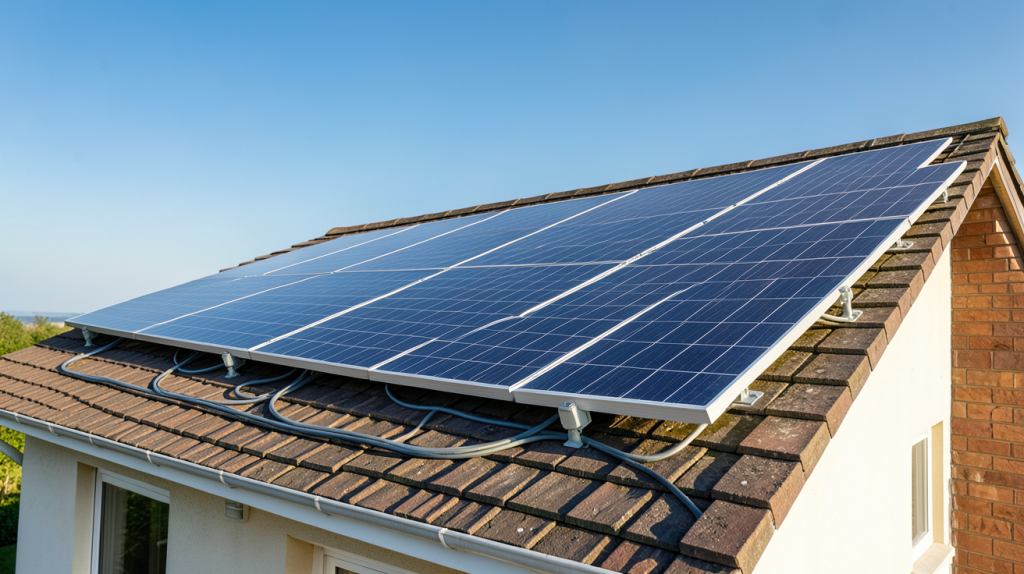 edf installation panneau photovoltaique sur le toit d'une maison individuelle
