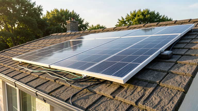 edf panneau solaire autoconsommation installé sur le toit d'une maison avec système de production d'énergie renouvelable