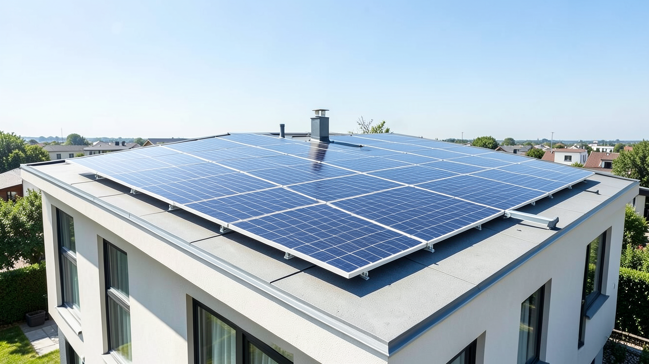 edf panneau solaire autoconsommation installé sur le toit d'une résidence moderne