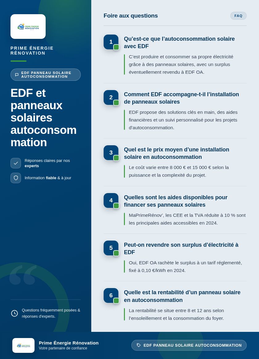 Infographie : EDF et panneaux solaires autoconsommation
