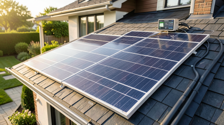 edf panneau solaire mon compte installation sur le toit d'une maison avec système de suivi énergétique