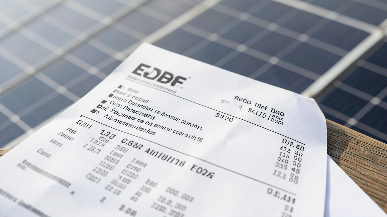 edf panneau solaire prix : éléments qui font gonfler la facture EDF avec panneaux solaires en arrière-plan