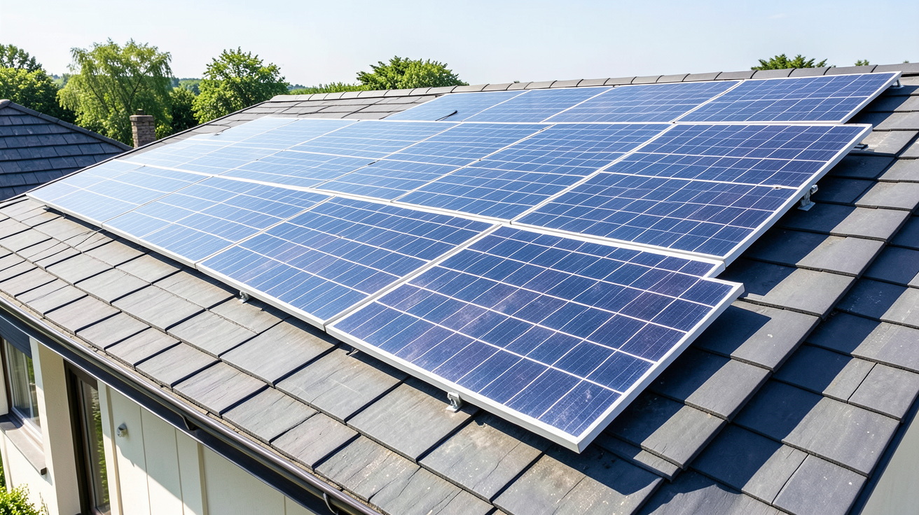 edf panneaux photovoltaïques installés sur un toit moderne, illustrant les avantages et les inconvénients du choix EDF