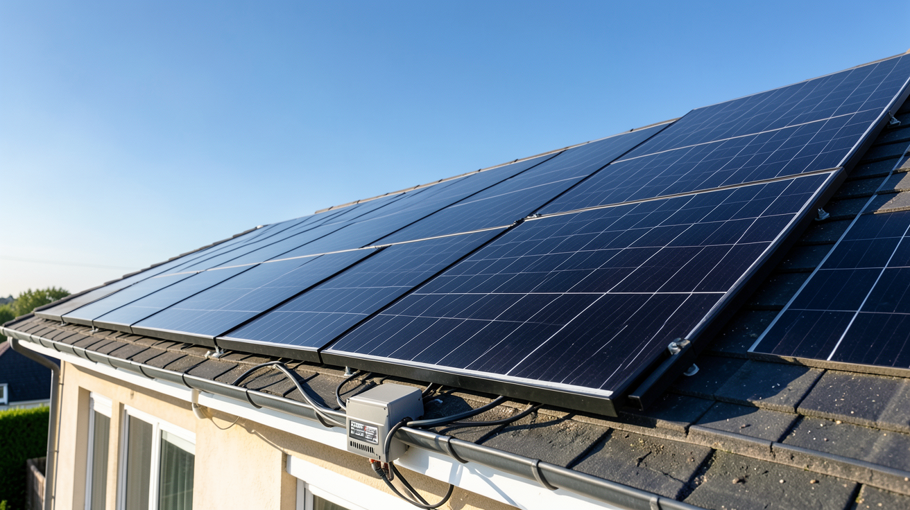 edf panneaux photovoltaïques installés sur le toit d'une maison avec garantie à vie