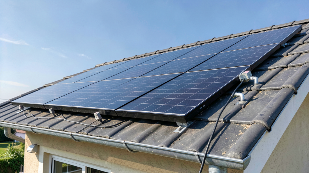 edf photovoltaïque particulier installé sur le toit d'une maison individuelle
