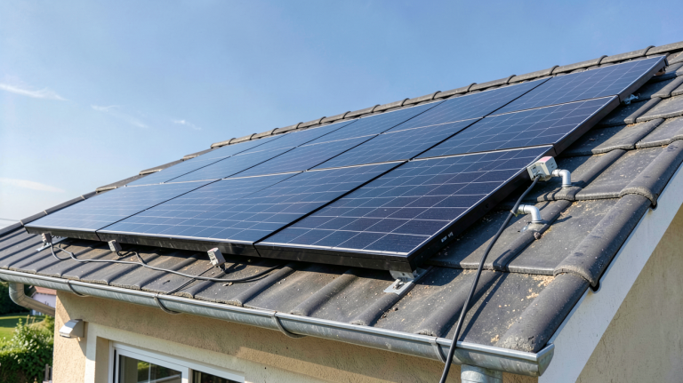 edf photovoltaïque particulier installé sur le toit d'une maison individuelle
