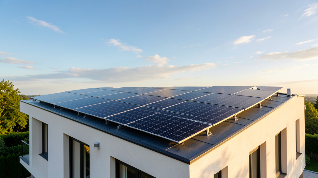 edf photovoltaique installation sur le toit d'une maison moderne
