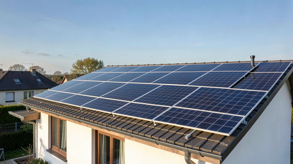 edf solaire particulier installation de panneaux solaires photovoltaïques sur le toit d'une maison individuelle