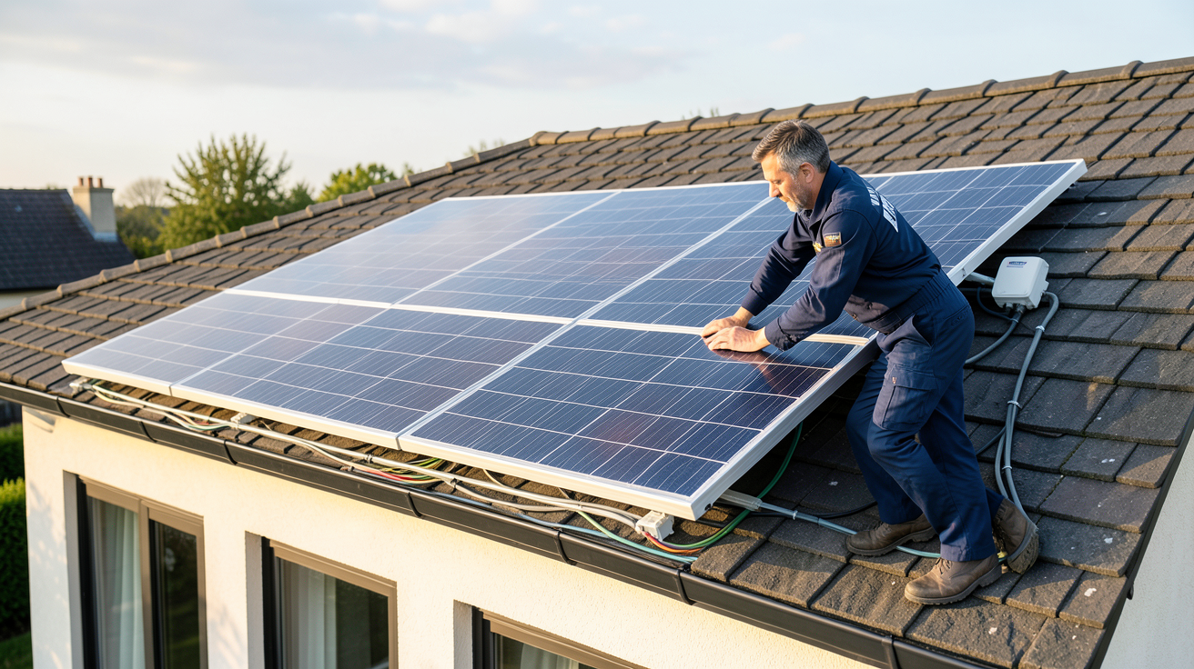 effy panneau solaire installation 2026 avec technicien ajustant les panneaux sur un toit