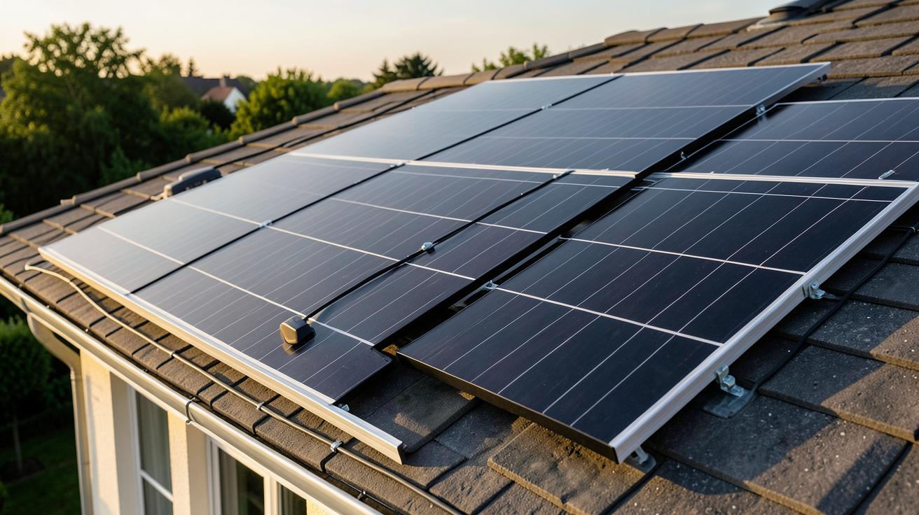 ekwateur panneau solaire kit plug & play installé sur un toit de maison moderne