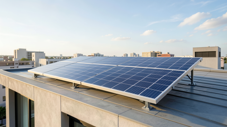 ekwateur panneau solaire installé sur le toit d'une maison urbaine moderne
