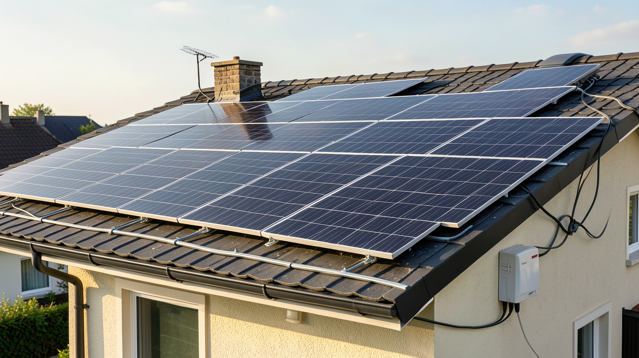 électricité solaire système photovoltaïque installé sur le toit d'une maison