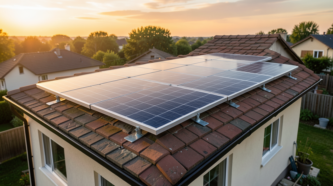 elon musk panneau solaire Tesla installé sur le toit d'une maison en rénovation