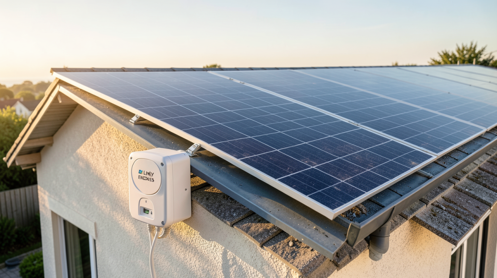 enedis autoconsommation : compteur Linky connecté à des panneaux solaires sur une maison