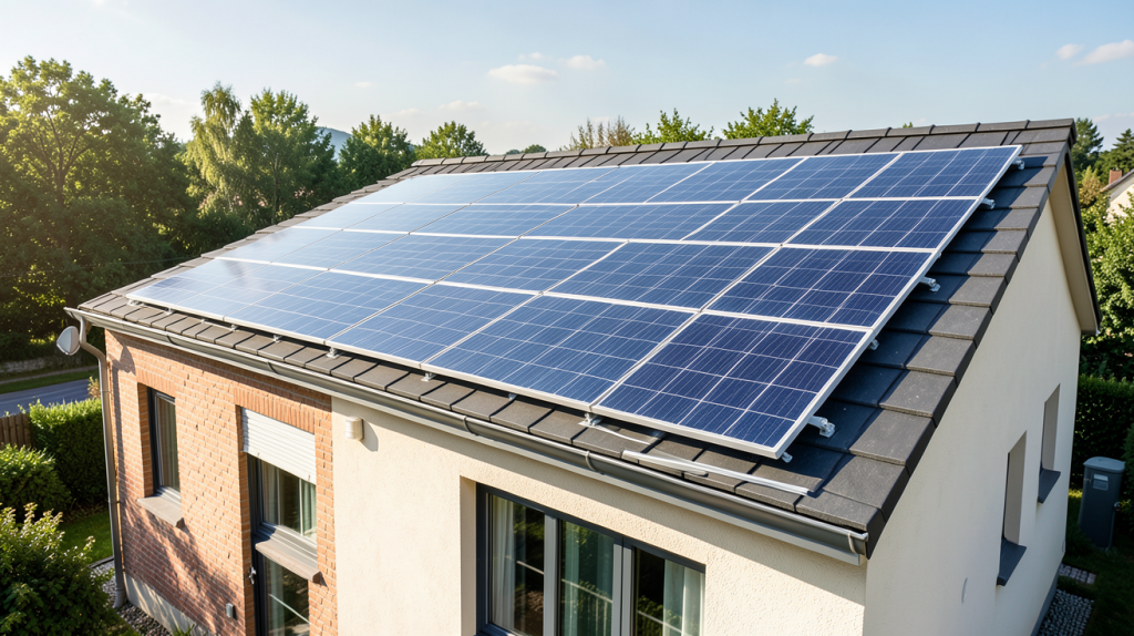 enedis panneau solaire installé sur le toit d'une maison individuelle