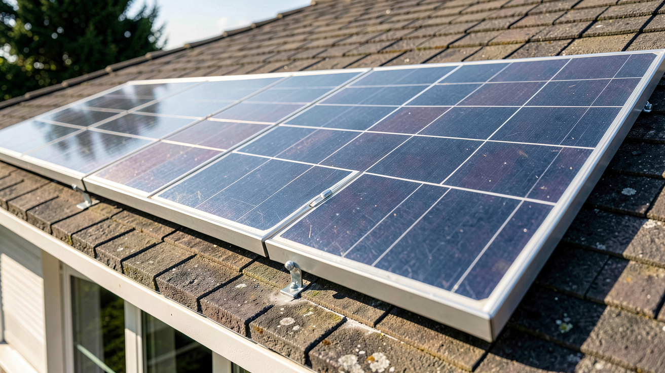energie panneau solaire montrant un panneau photovoltaïque installé sur un toit, captant la lumière du soleil pour produire de l'électricité