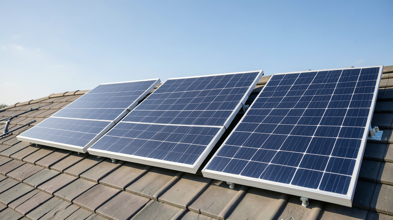 energie panneau solaire photovoltaique montrant les différents types de panneaux photovoltaïques installés sur un toit