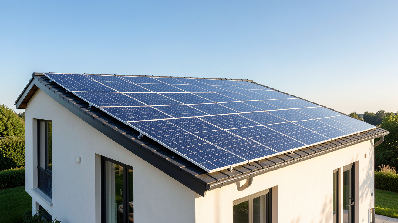 énergie photovoltaïque panneaux solaires installés sur le toit d'une maison moderne