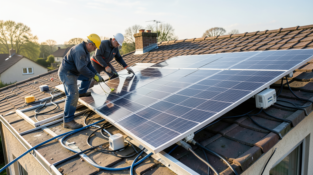 énergie renouvelable photovoltaïque : étapes d'installation d'un système photovoltaïque sur un toit de maison