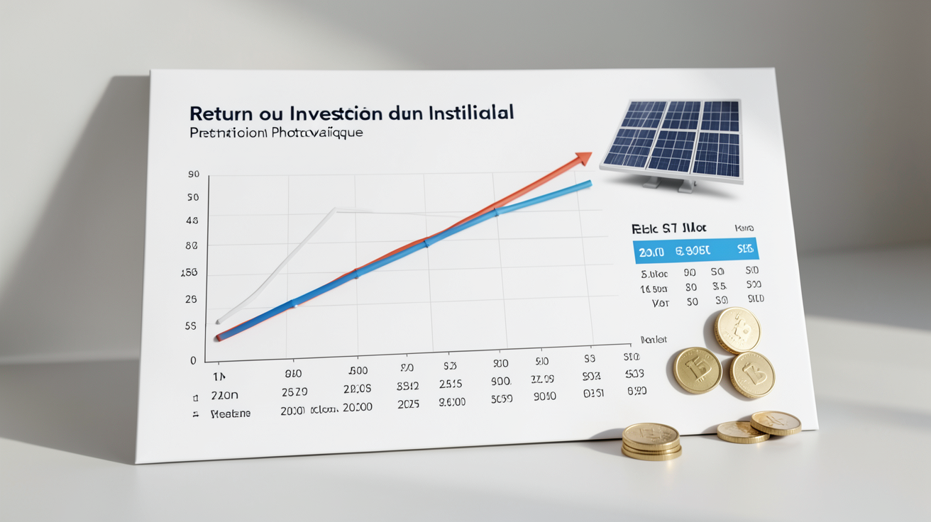 énergie renouvelable photovoltaïque graphique de retour sur investissement en 3D avec courbes financières