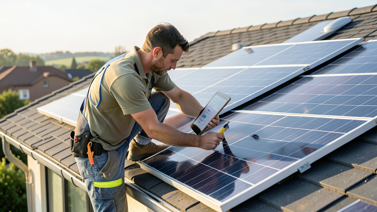 energie renouvelable solaire montrant les étapes clés de l'installation de panneaux photovoltaïques, du devis à la mise en service