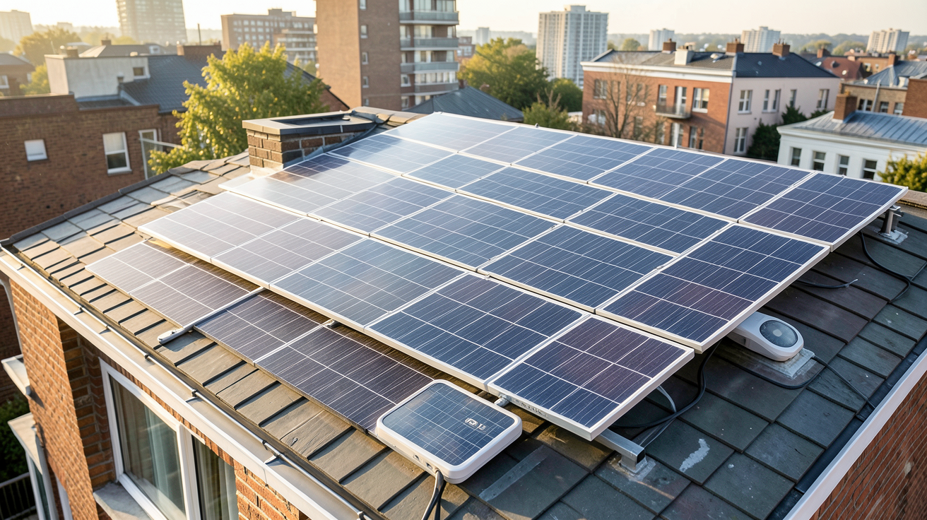 énergie solaire photovoltaïque vs thermique sur un toit de maison urbaine