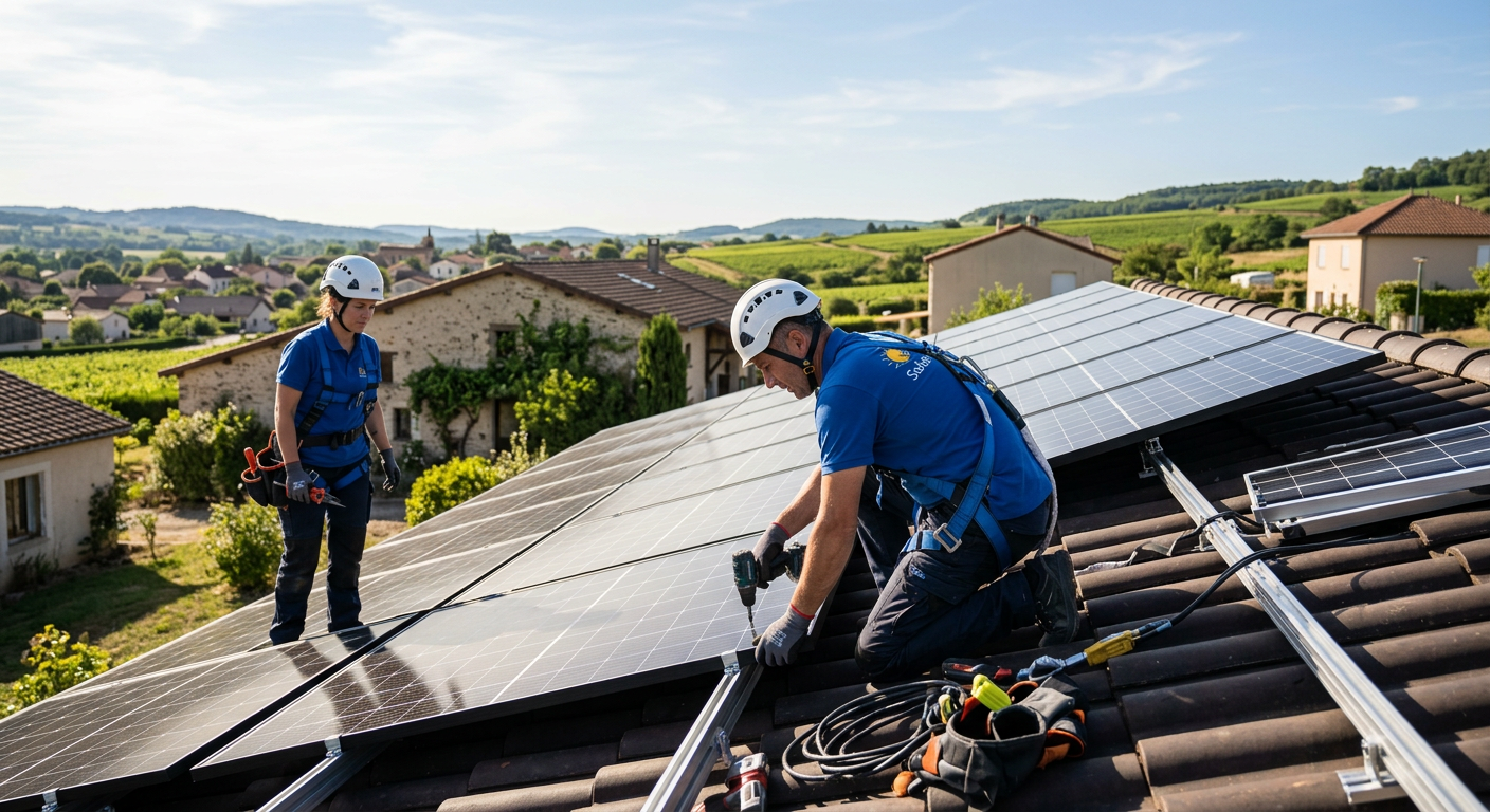 énergie solaire photovoltaïque photographié en situation réelle, illustration de l'article