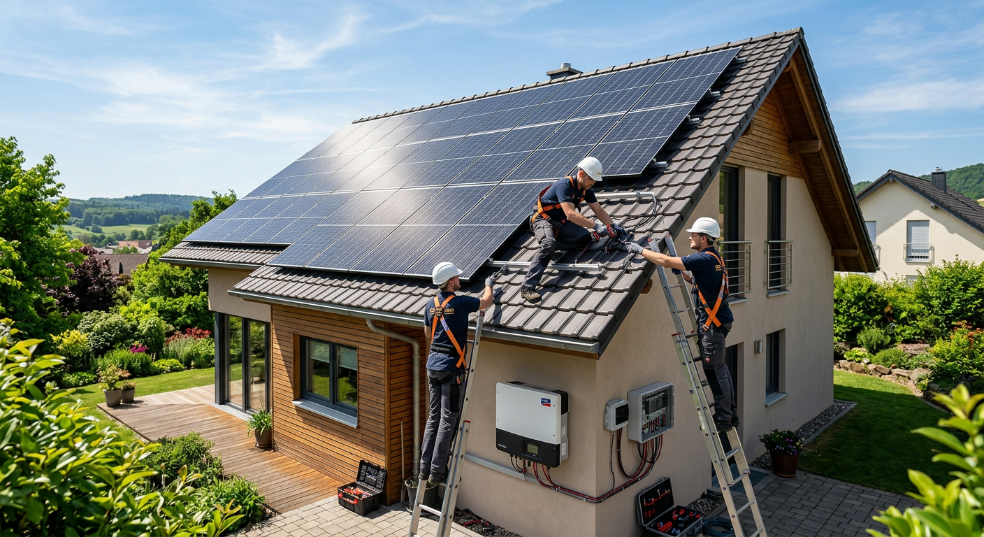 énergie solaire photovoltaïque photographié en situation réelle, illustration de l'article