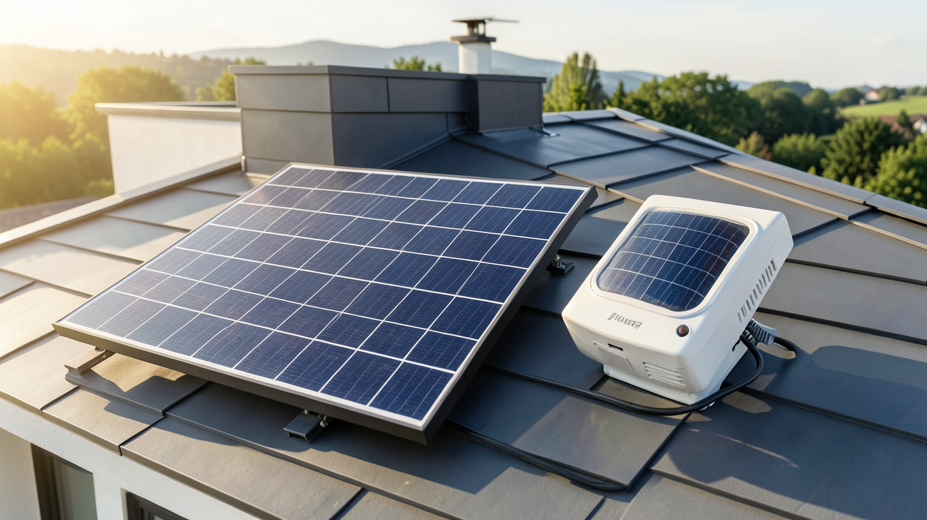 énergie solaire photovoltaïque et thermique installées sur le toit d'une maison moderne