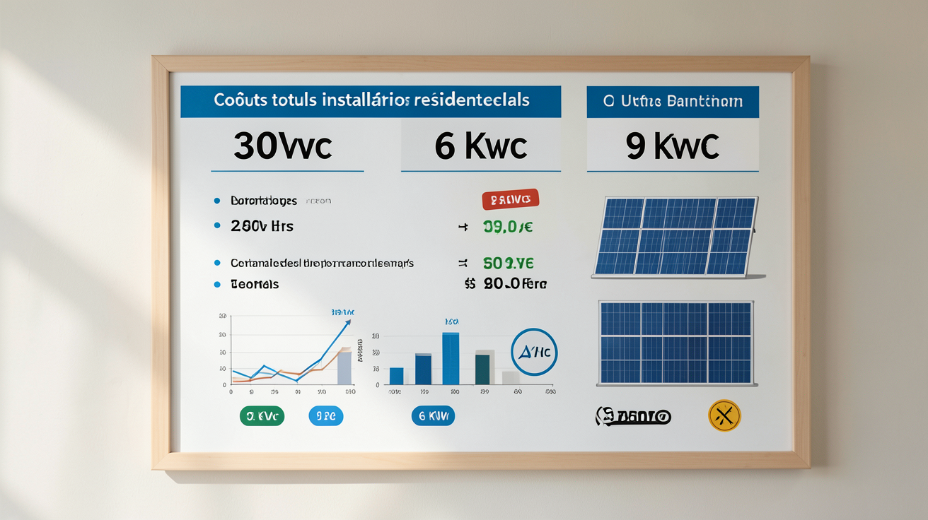 énergie solaire prix coût total d’une installation résidentielle : scénarios 3 kWc, 6 kWc et 9 kWc