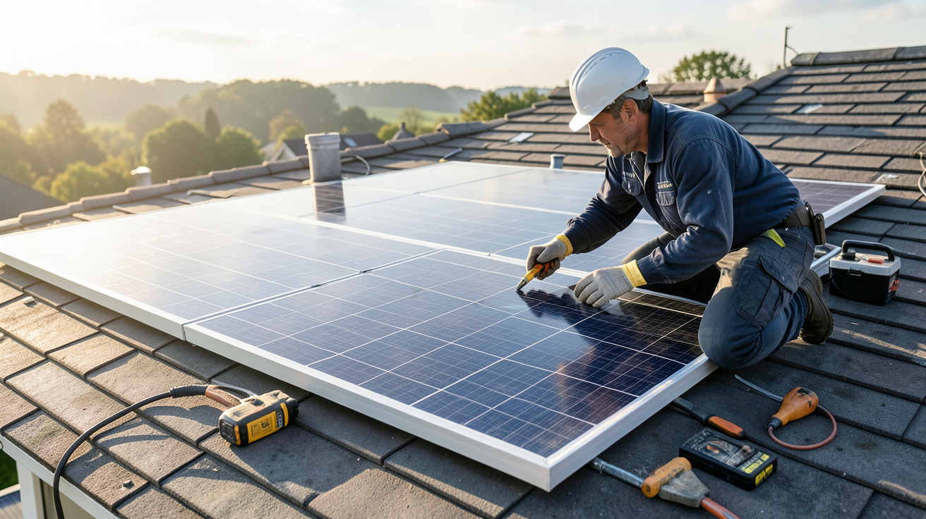 energreen panneau solaire : processus d'installation étape par étape sur un toit résidentiel