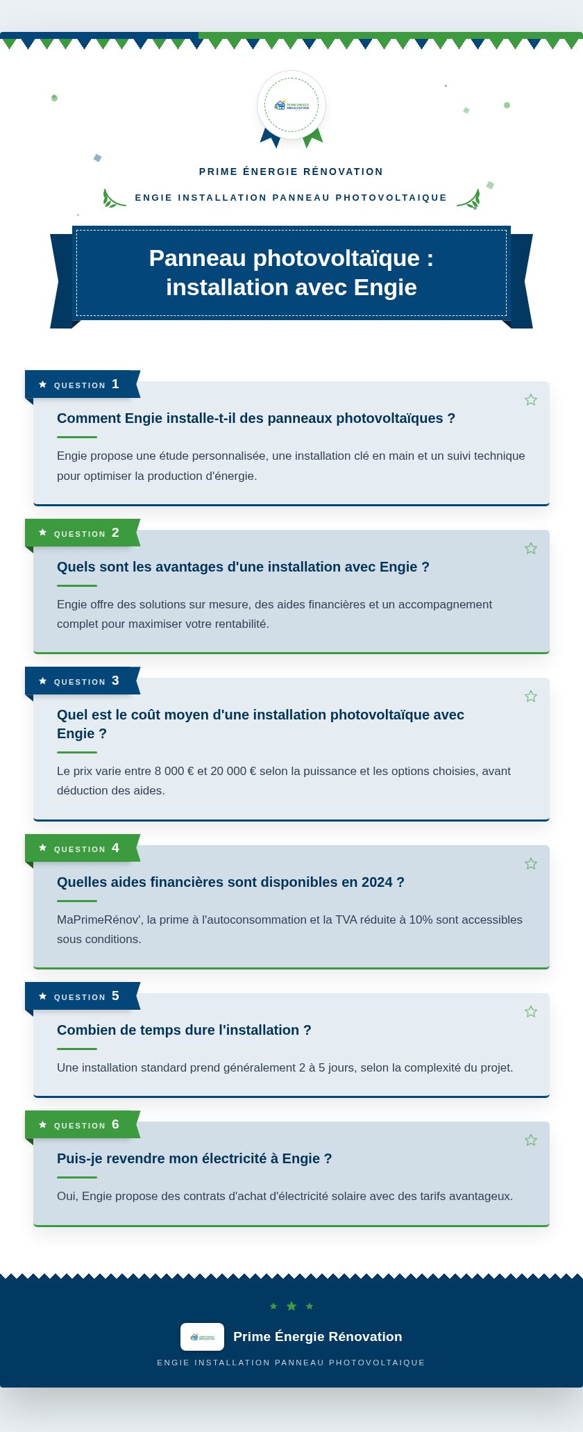 Infographie : Panneau photovoltaïque : installation avec Engie