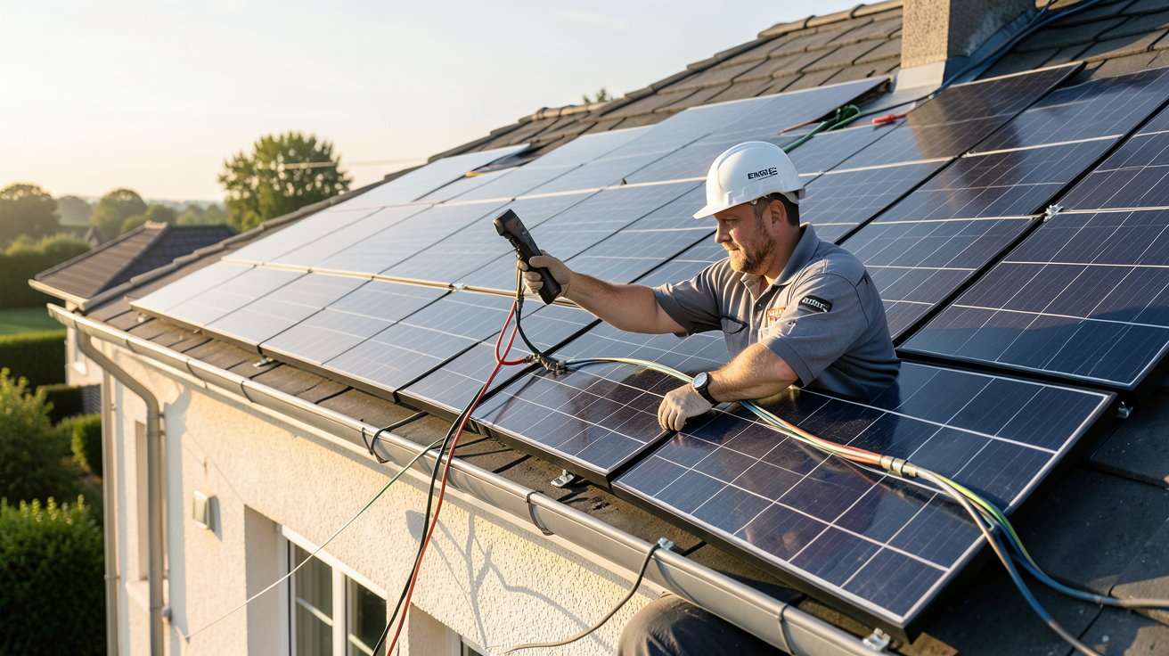 engie panneaux photovoltaïques installation avec Prime Énergie Rénovation sur le toit d'une maison