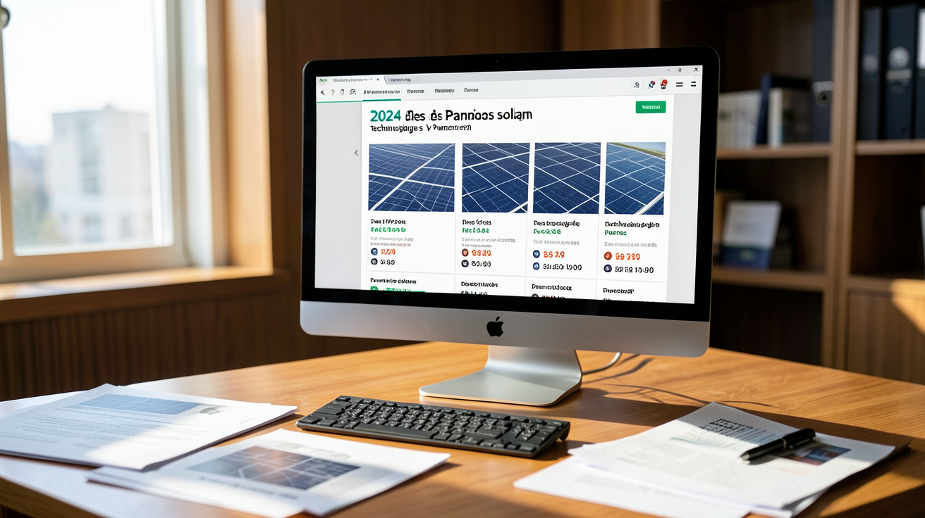 engie panneaux solaires devis comparatif 2024 des prix par technologie et puissance sur écran d'ordinateur