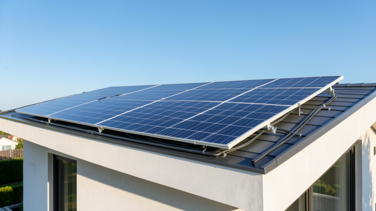 enphase panneau solaire installé sur le toit d'une maison moderne avec micro-onduleurs visibles