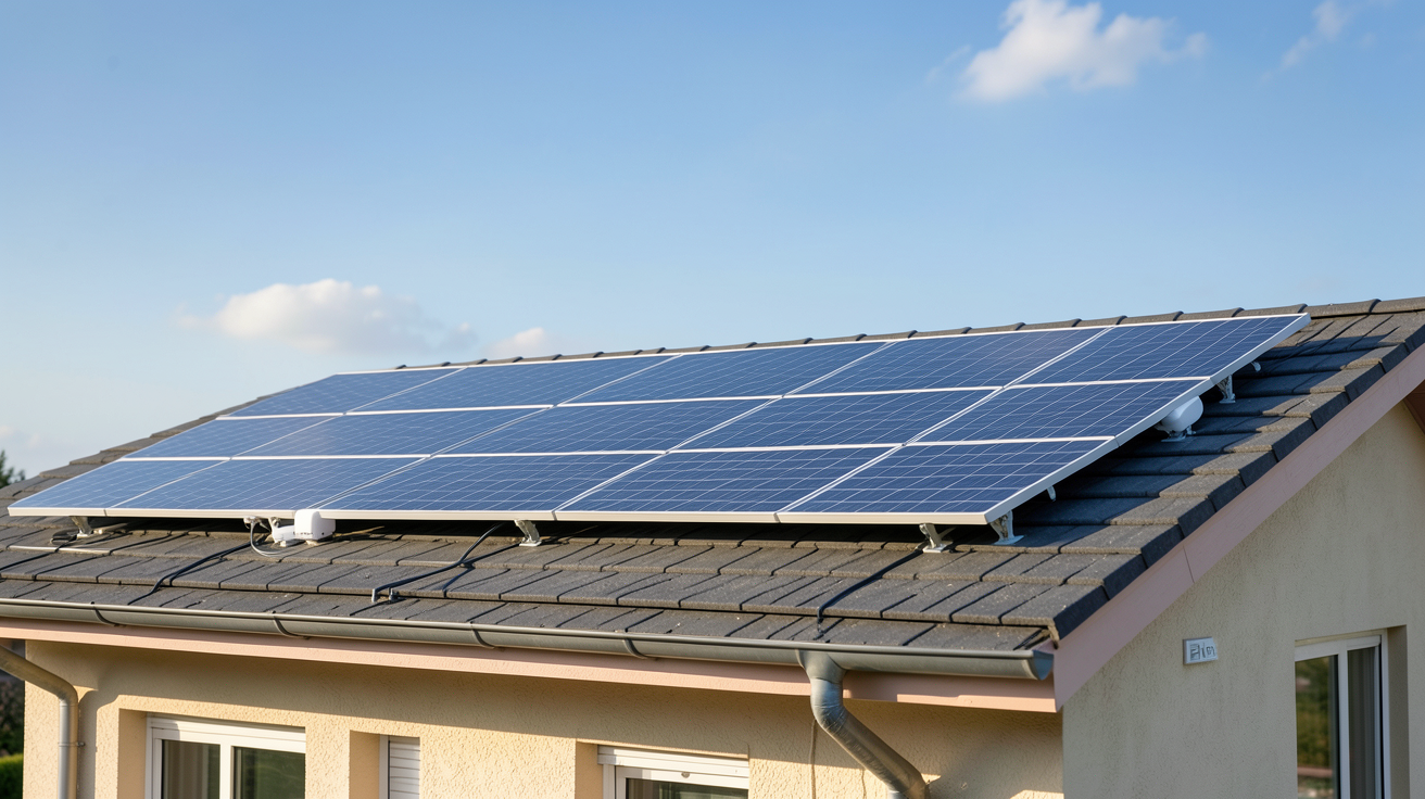 enphase photovoltaïque avec micro-onduleurs installés sur le toit d'une maison