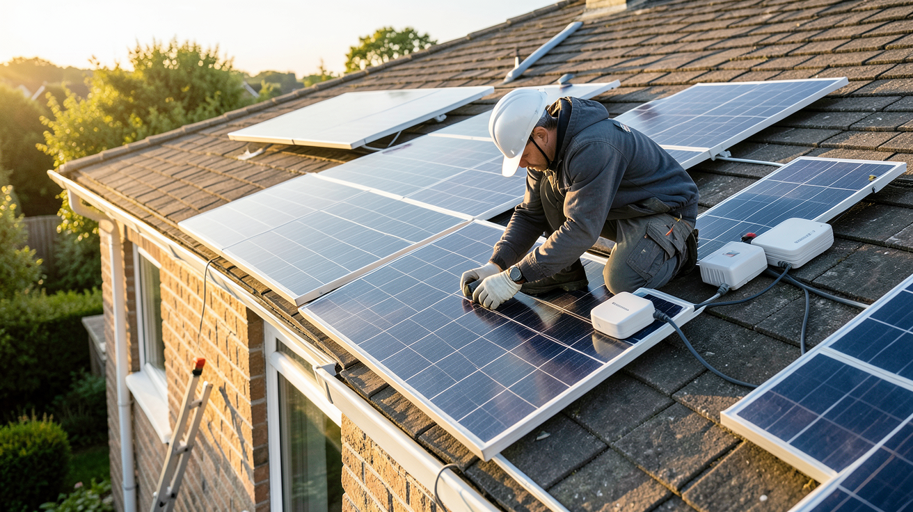 enphase photovoltaïque installation technicien toit maison panneaux solaires micro-onduleurs