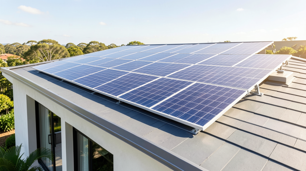 enphase photovoltaïque installé sur des panneaux solaires sur un toit résidentiel moderne