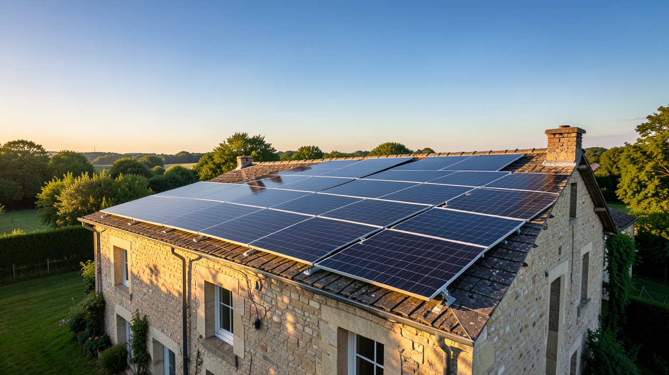 entreprise énergie solaire : installation photovoltaïque réussie sur une maison rurale en France