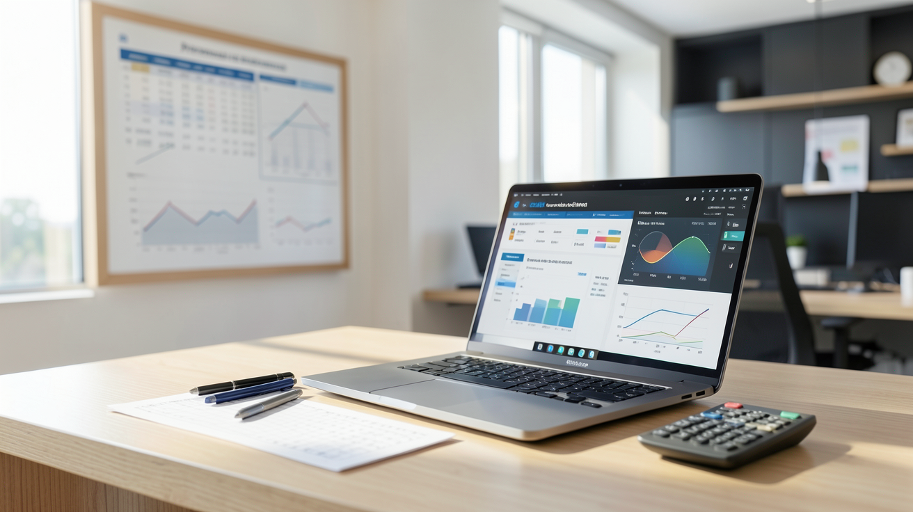 entreprise installation photovoltaique calculant le retour sur investissement et la performance attendue dans un bureau moderne