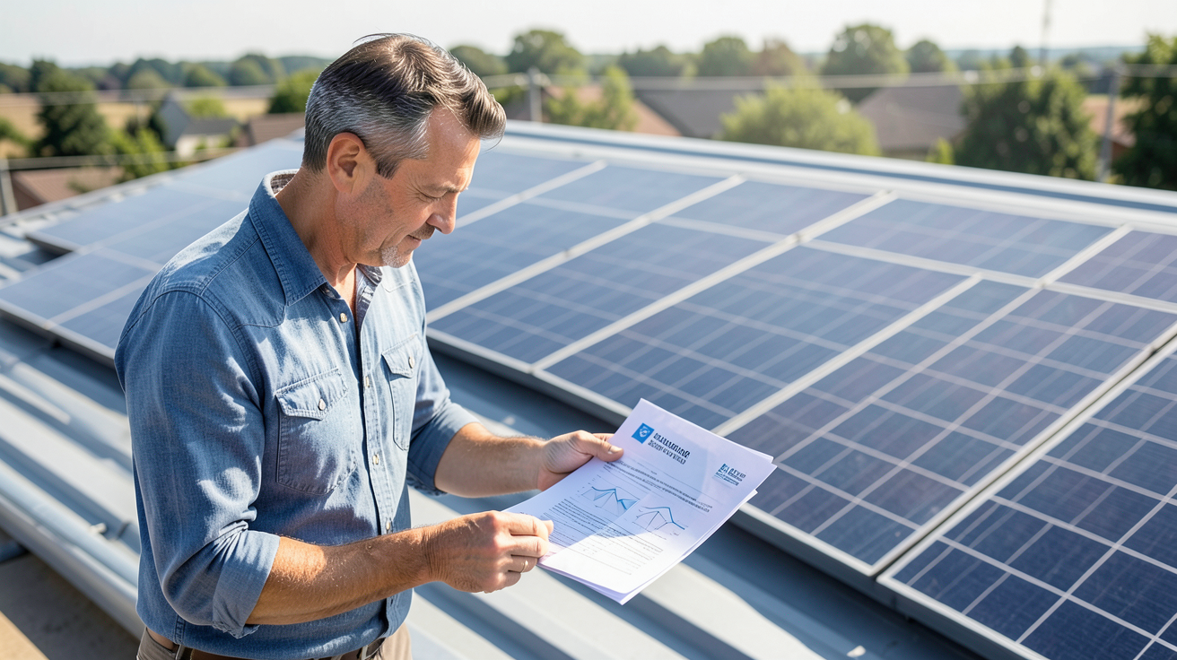 entreprise pose panneau solaire vérifiant la fiabilité grâce à une checklist de critères