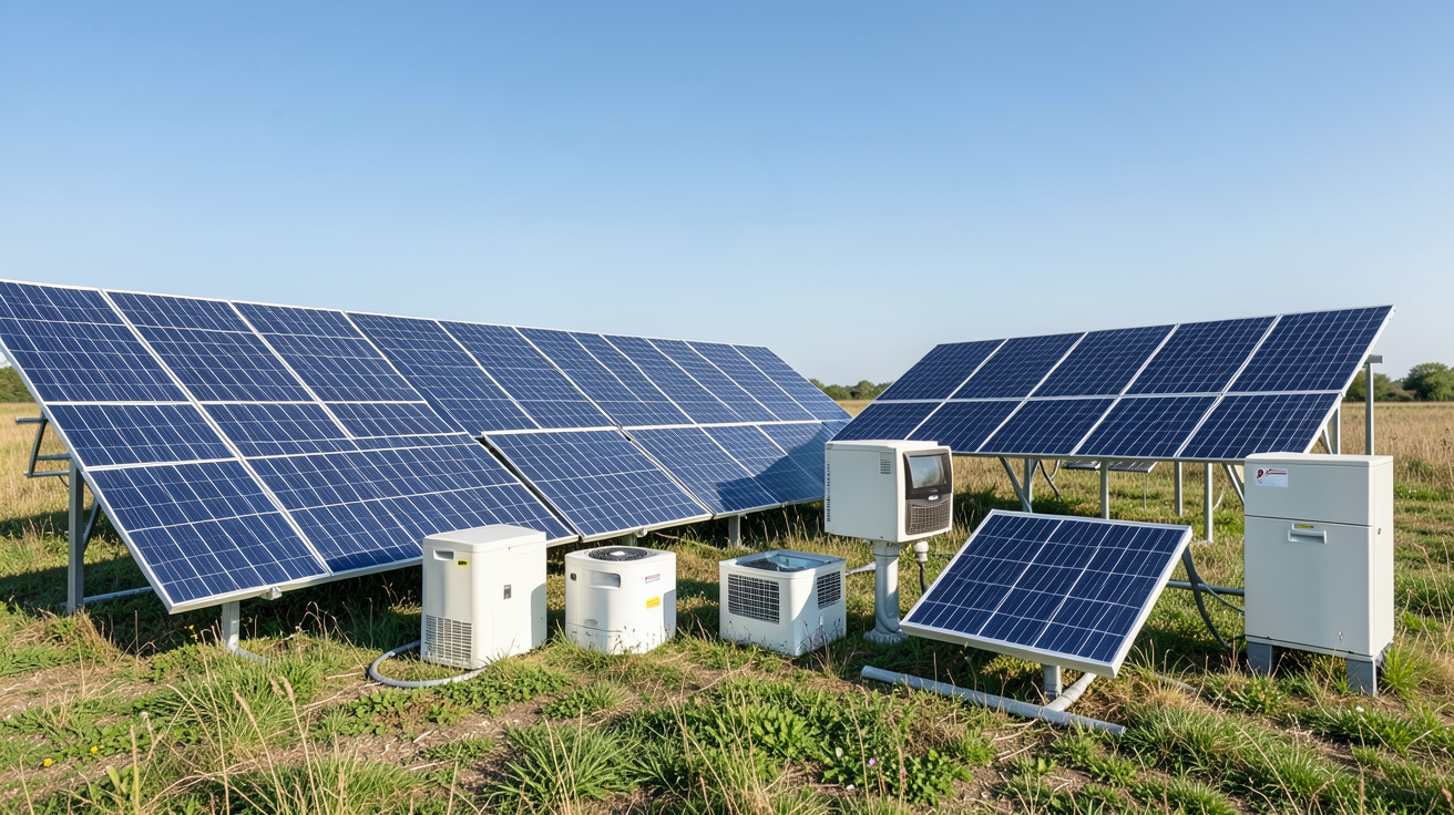 équipement solaire différents types en plein air sous un ciel dégagé