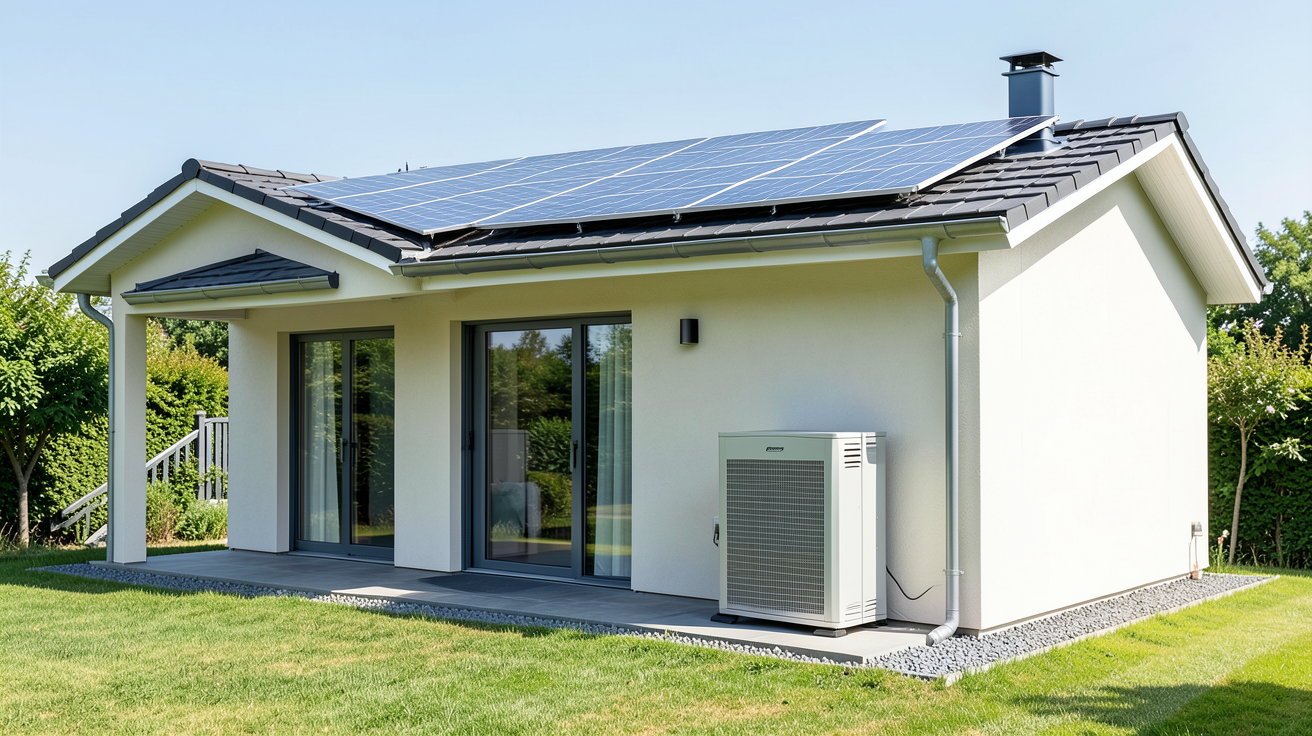 équipement solaire maison comprenant des panneaux photovoltaïques et un système de stockage d'énergie