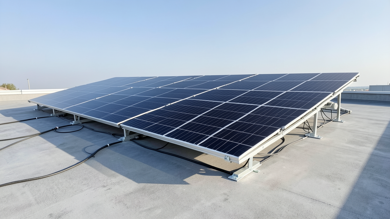 esdec photovoltaique système FlatFix Fusion installé sur un toit plat moderne