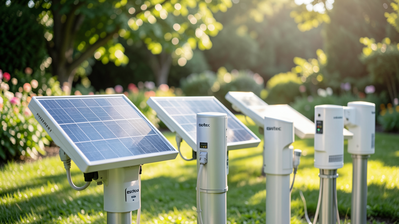 esotec pompe solaire différents modèles exposés en extérieur