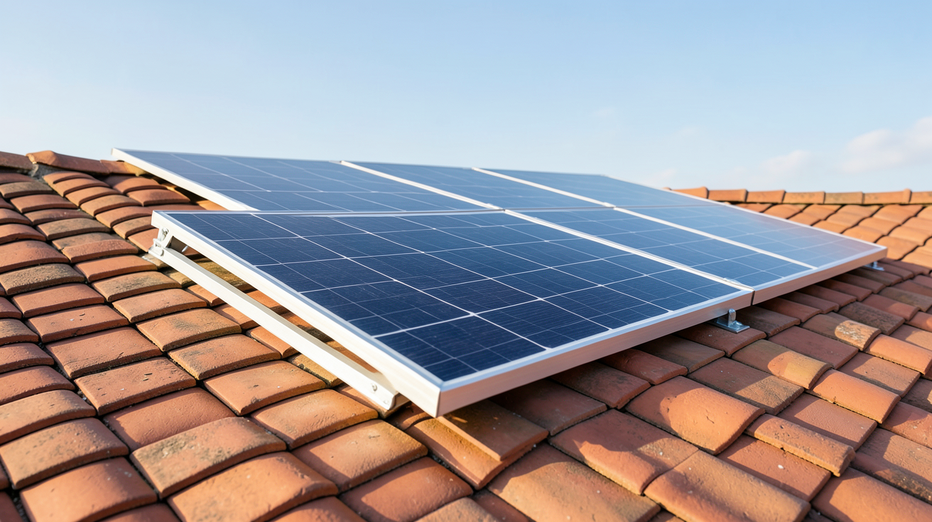 eurener panneau solaire de la gamme haut de gamme installé sur un toit en tuiles rouges