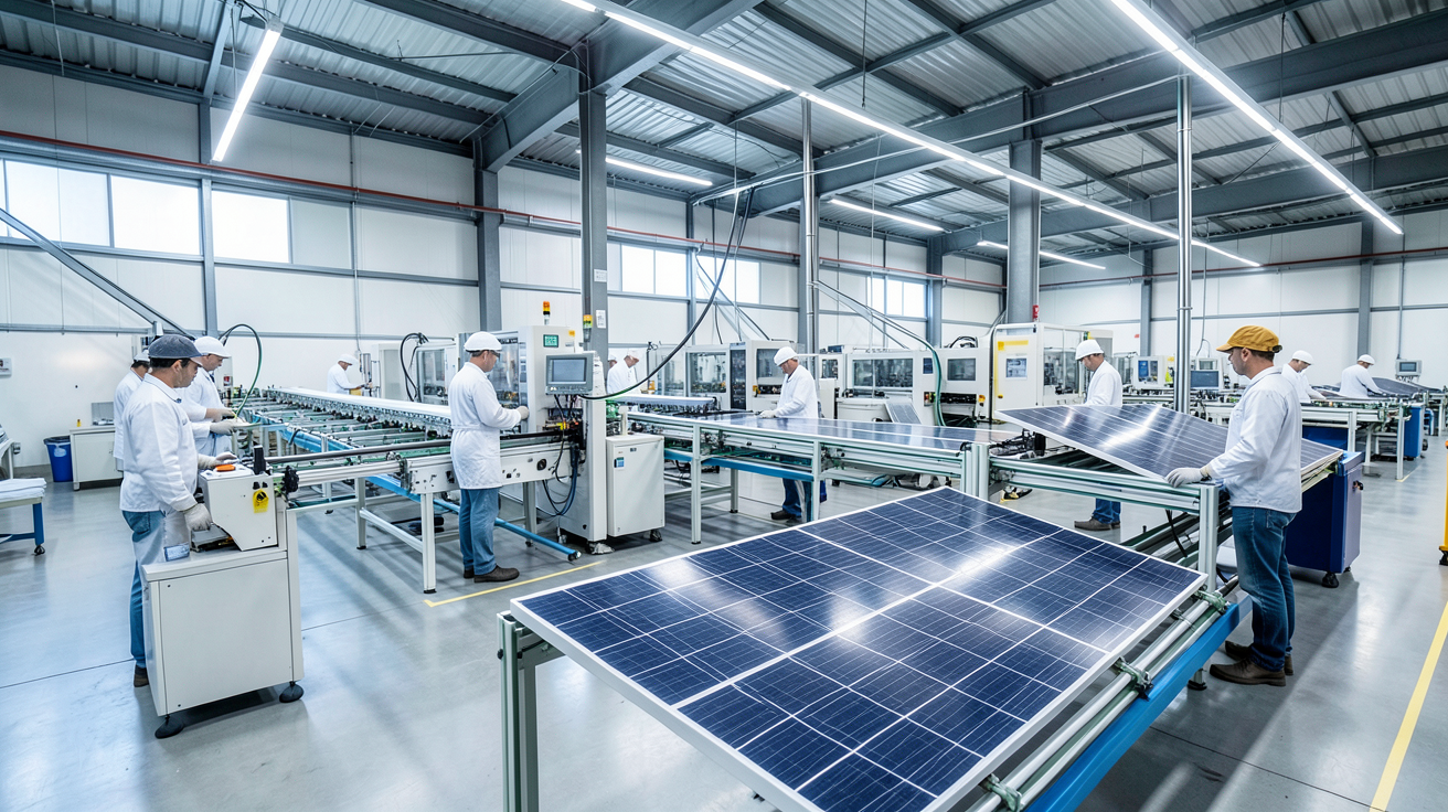 fabricant de panneaux photovoltaïques : usine moderne de production de panneaux solaires en France