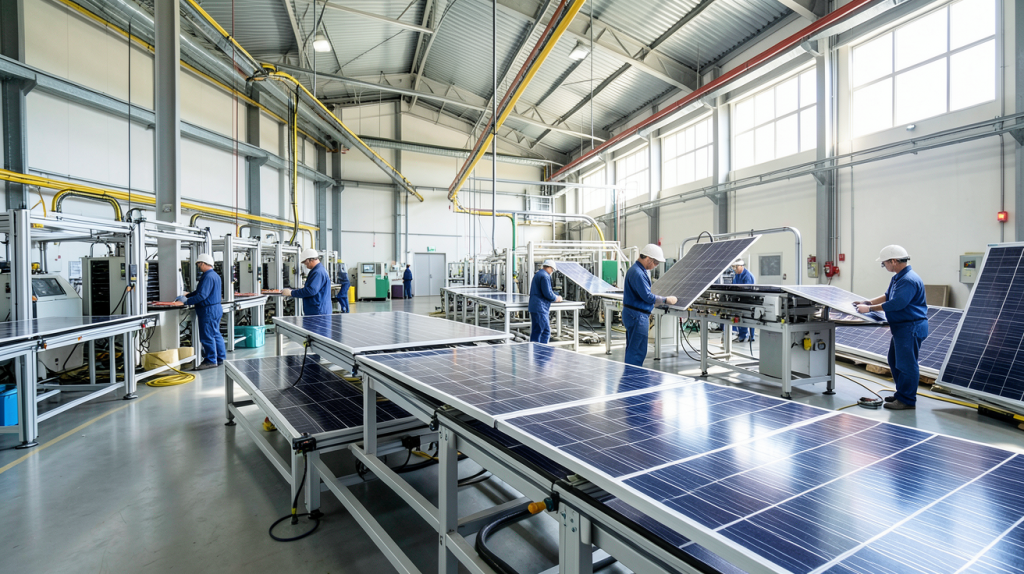 fabricant de panneaux photovoltaïques dans une usine moderne de production